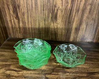 Green Uranium Glass Bowls