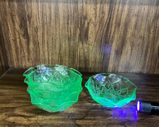Green Uranium Glass Bowls