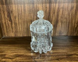 Manganese Clear Glass Covered Jar