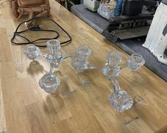 Clear Crystal Candelabra Style Candlestick Holders