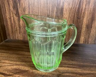 Green Uranium Glass Pitcher