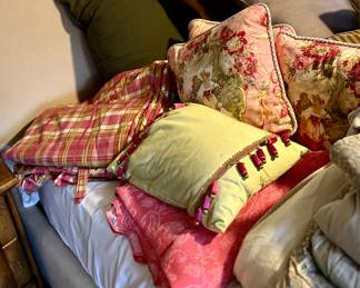 Custom twin bedding and draperies.