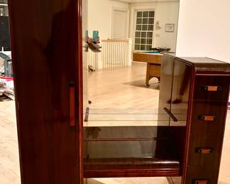 ART DECO MAHOGANY WOOD WARDROBE CHEST