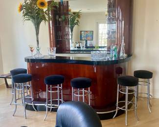 ART DECO BAR WITH 6 STOOLS