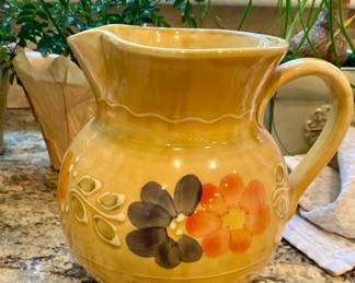 HAND PAINTED CERAMIC PITCHER