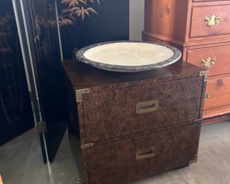 Henredon MCM side table, MCM Asian room divider/screen