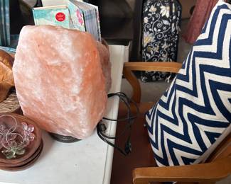 Salt lamps, chevron throw pillow