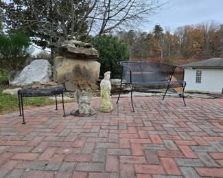 statuary, black iron patio furniture