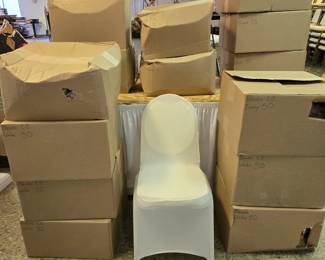 chair covers - hundreds in white, ivory, or black - laundered and like new