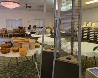 baskets, outdoor patio heat lamps, steamer