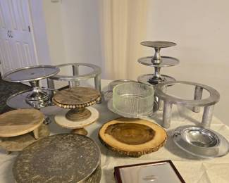 cake stands, risers, tea caddy
