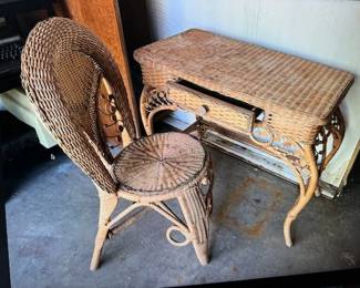 ANTIQUE WICKER VANITY DISCOUNT PRICE $95
