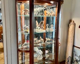 BEAUTIFUL LARGE CURVED GLASS CURIO CABINET DISCOUNTED PRICE $195