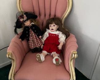 Vintage Dolls and Boudoir Chair