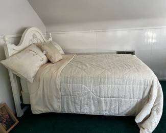 Full Size Bed with White Headboard