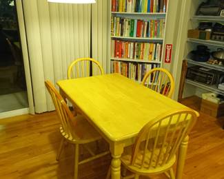 Kitchen table and cookbooks