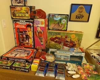 Vintage Star wars toys complete in box, also Marx Fort Apache playset (complete) and Automotive center (complete)