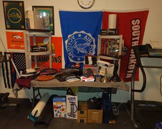 More flags, exercise equipment and helmet cases