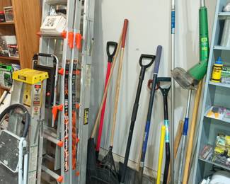 Ladders and snow removal equipment