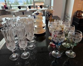 11 Crystal D'Arques (SOLD) Longchamp Champagne Flutes, Set of Wine Glasses.