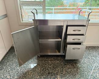 Stainless Steel Rolling Cabinet Cart - 3 drawers and1 interior shelf. 