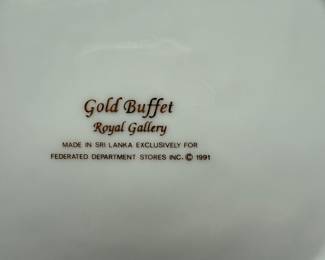 Gold Buffet Stamp on Green and Red Plates.