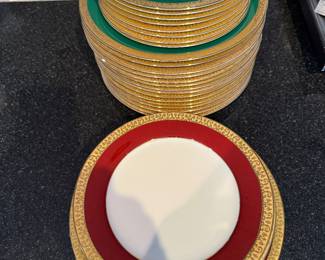 Gold Buffet Red and Green Dinner and Salad Plates.
