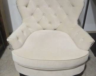 Cream Upholstered Flaired Armchair, XXL Design