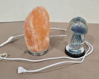 Calming Decor Salt Lamp And Jellyfish Lamp