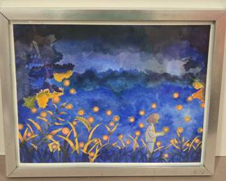 Original Signed Blue And Orange Artwork