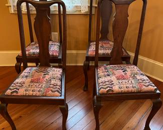 Set of four English Queen Anne chairs
