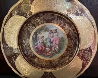 Set of hand painted Limoges plates
