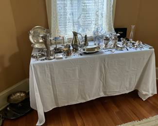 One of two silver tables 