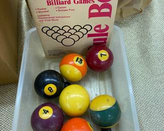 Vintage Billiard Book/ Billiard Balls 