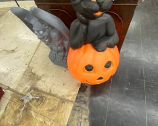 Black Cat on Pumpkin Blow Mold