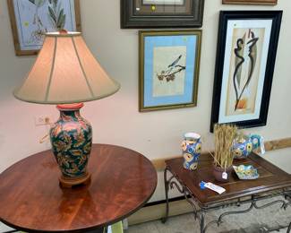 Ethan Allen Occasional Table , Frederick Cooper Table Lamp