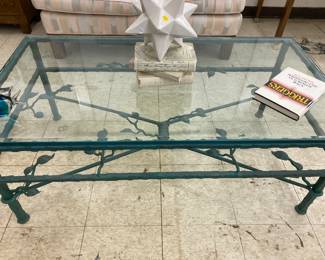 Richard Honquist of Barrington Hand Tooled Iron Double Thick Glass Cocktail Table