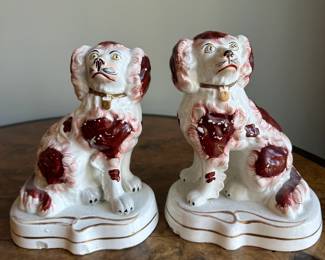 Pair of circa 1900 English Staffordshire dogs