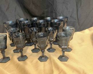 Vintage Fostoria Virginia Dark Blue Glass Goblets