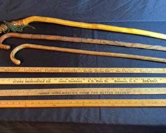 Vintage Wood Canes And Yard Sticks