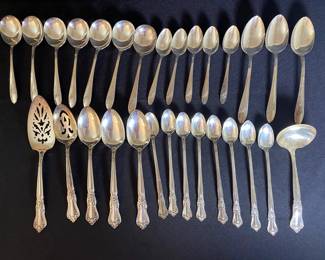 Silver Plated Spoons With Flowers
