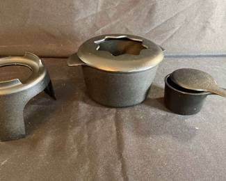 Five Piece Cast Iron Fondue Set