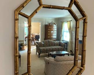 Gold Colored Bamboo Style Mirror