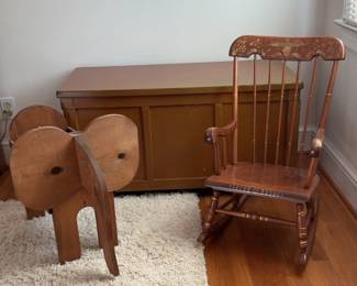 Childrens Toy Chest, Rocking Chair Elephant