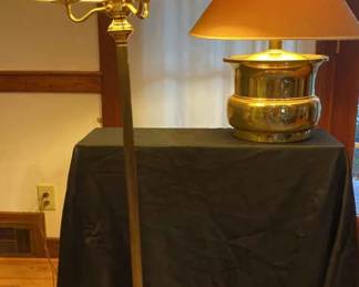 Brass Standing Lamp And Brass Urn Table Lamp