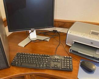 Dell Computer Monitor Keyboard Mouse And HP Printer