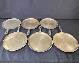 Six Cast Iron Skillets