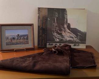 American Indian Coffee Table Book, Leather Suede Chaps Picture