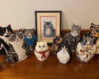 Cats By Nina Vases And Cat Framed Print