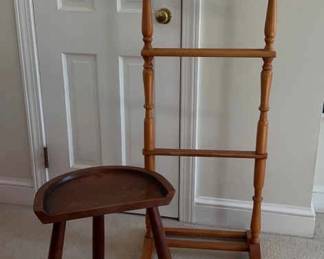 Vintage Wood Valet Stand Stool